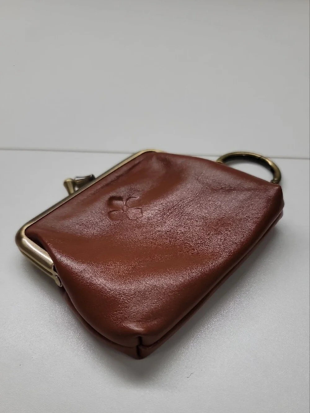 Patricia Nash Borse Large Leather Coin Purse with Keyring - Brown